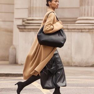 Strathberry Black Leather Shoulder Hobo Bag